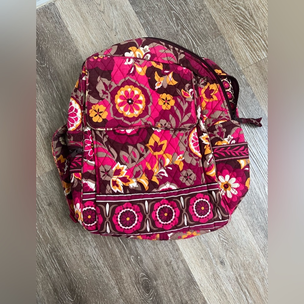 Vera Bradley Floral Backpack - Red and Pink